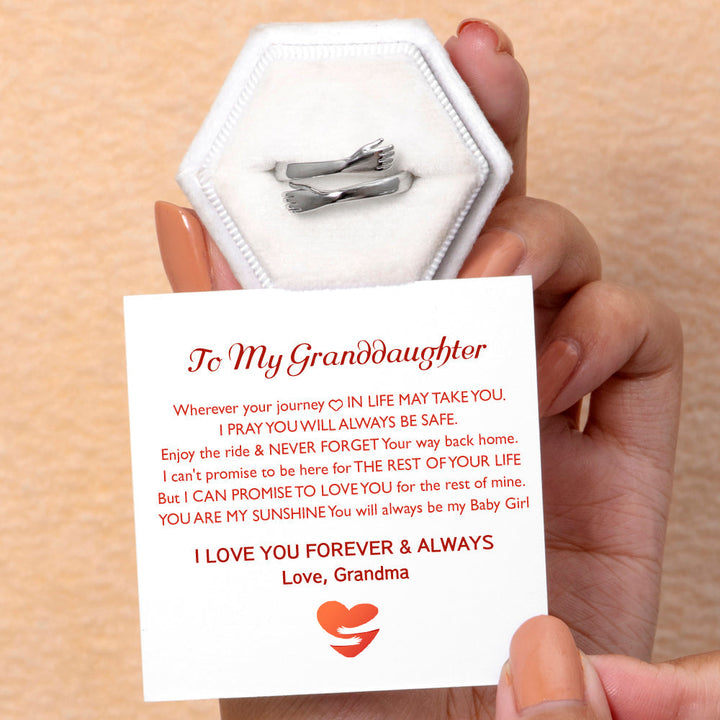 To My Granddaughter "Aways in my heart" Hug Ring