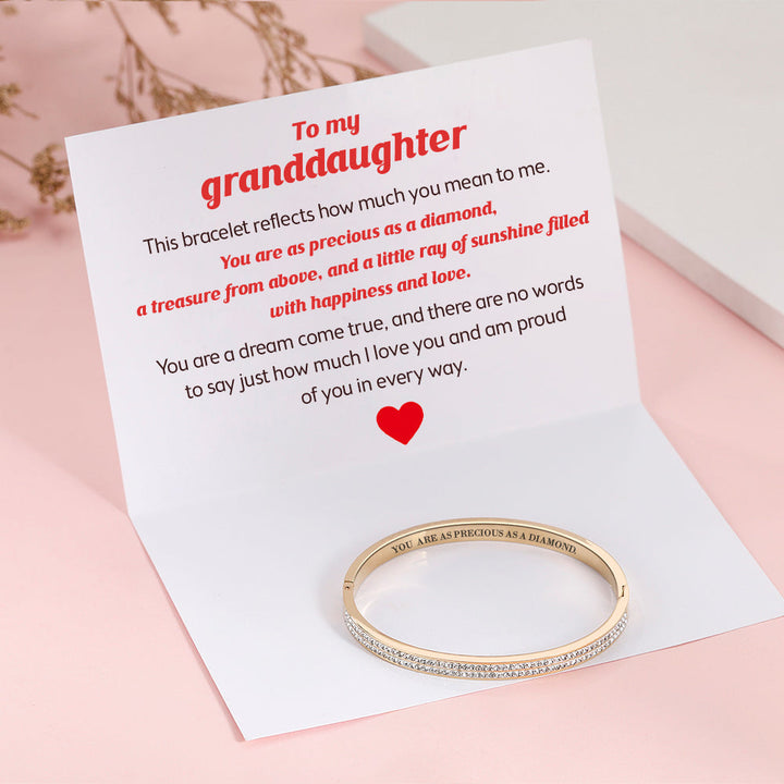 To My Grandddaughter "YOU  ARE AS PRECIOUS AS A DIAMOND." Bracelet