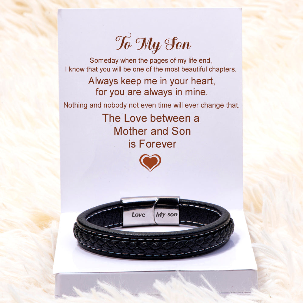 To My Son "Forever Love" Leather Braided Bracelet