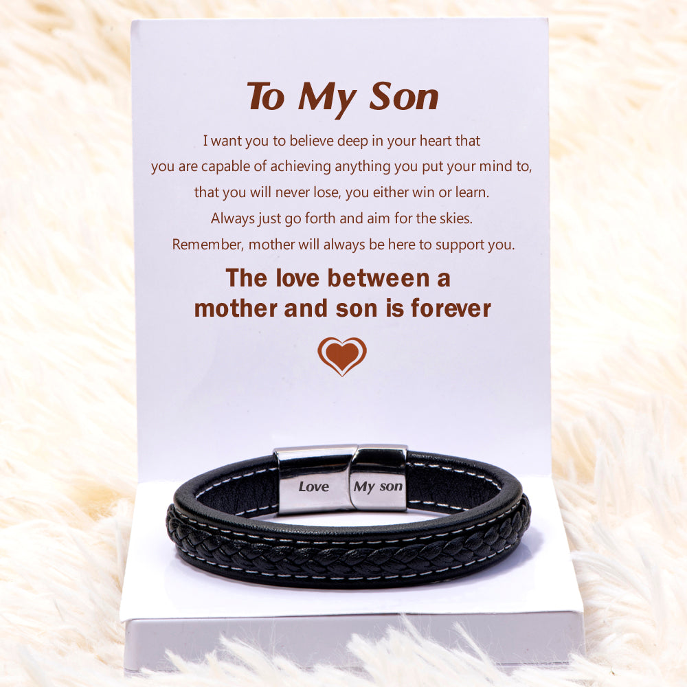 To My Son "Forever Love" Leather Braided Bracelet