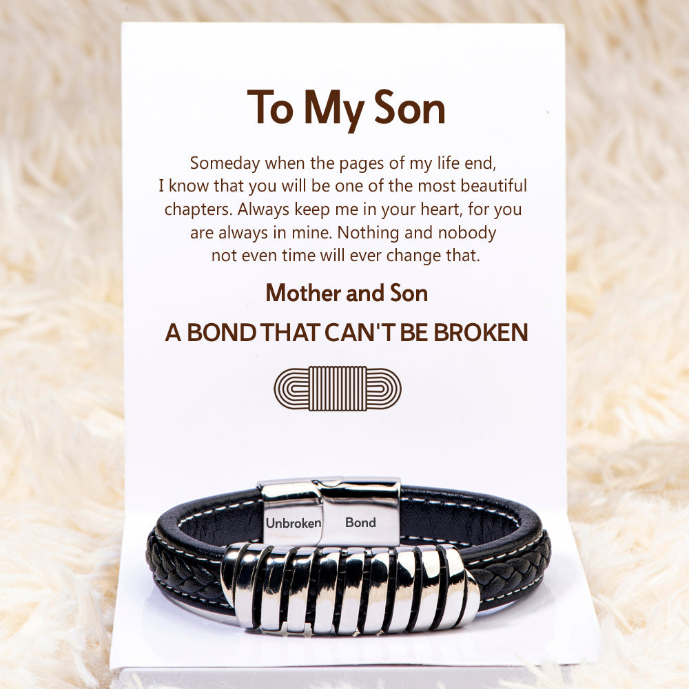 To My Son "Unbroken Bond" Leather Braided Bracelet