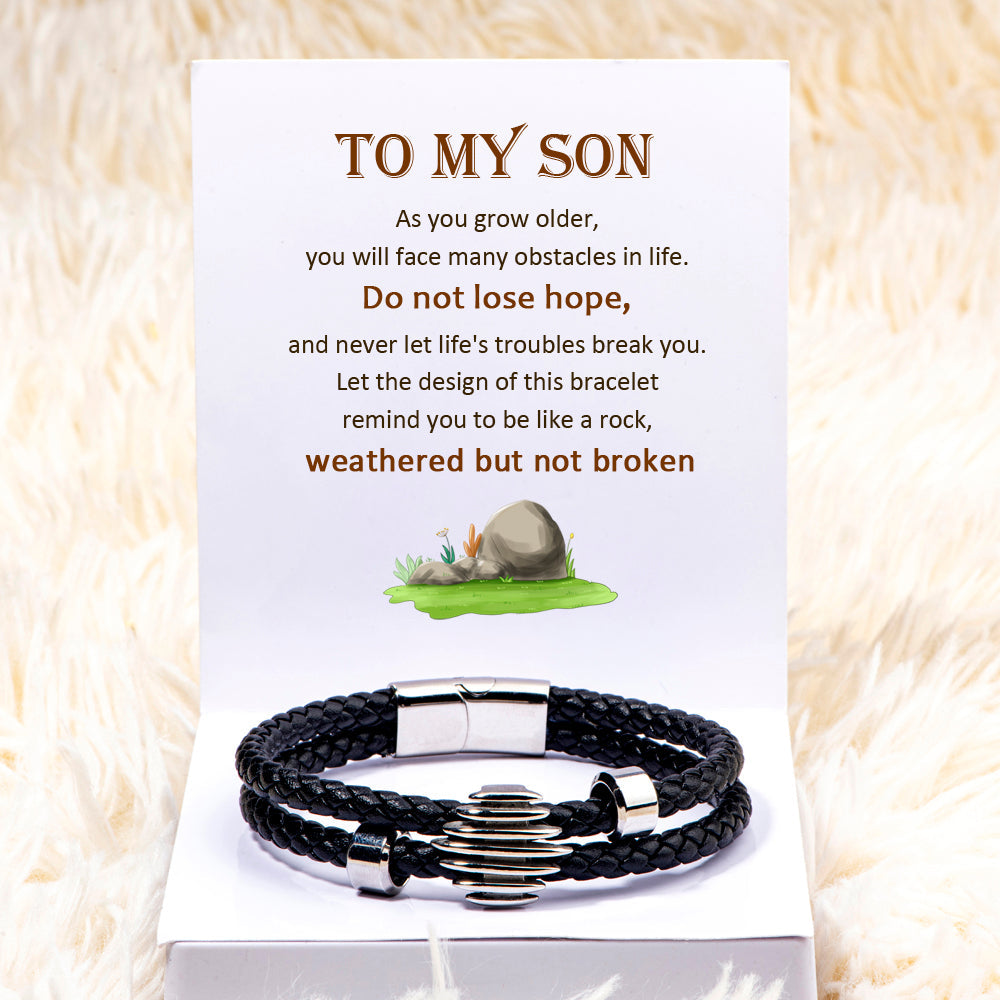 To My Son "Be like a rock" Rope Bracelet