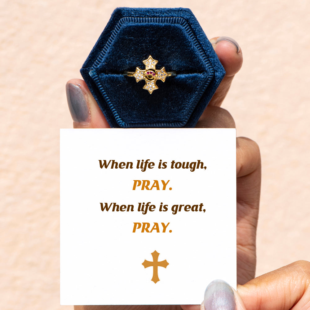 "PRAY" Cross Ring