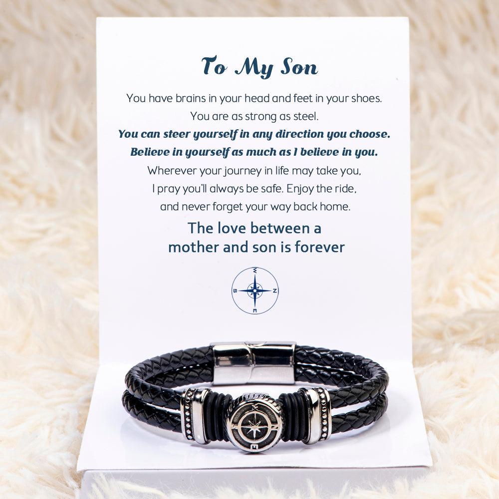 To My Son "Believe in yourself" Compass Bracelet