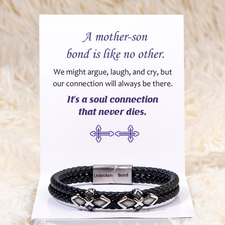 Leather Braided Bracelet with Heartfelt Card and Gift Packaging