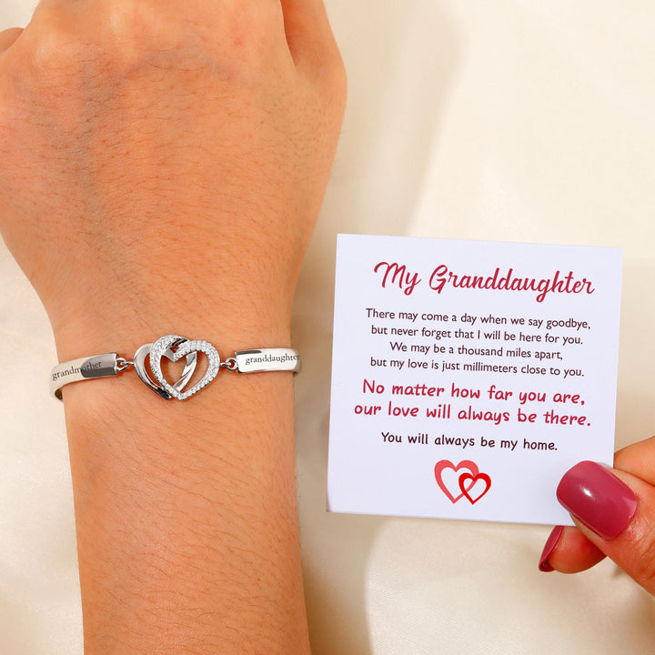 [Parent-Child Set] To My Granddaughter "You will always be my home." Double Heart Bracelet