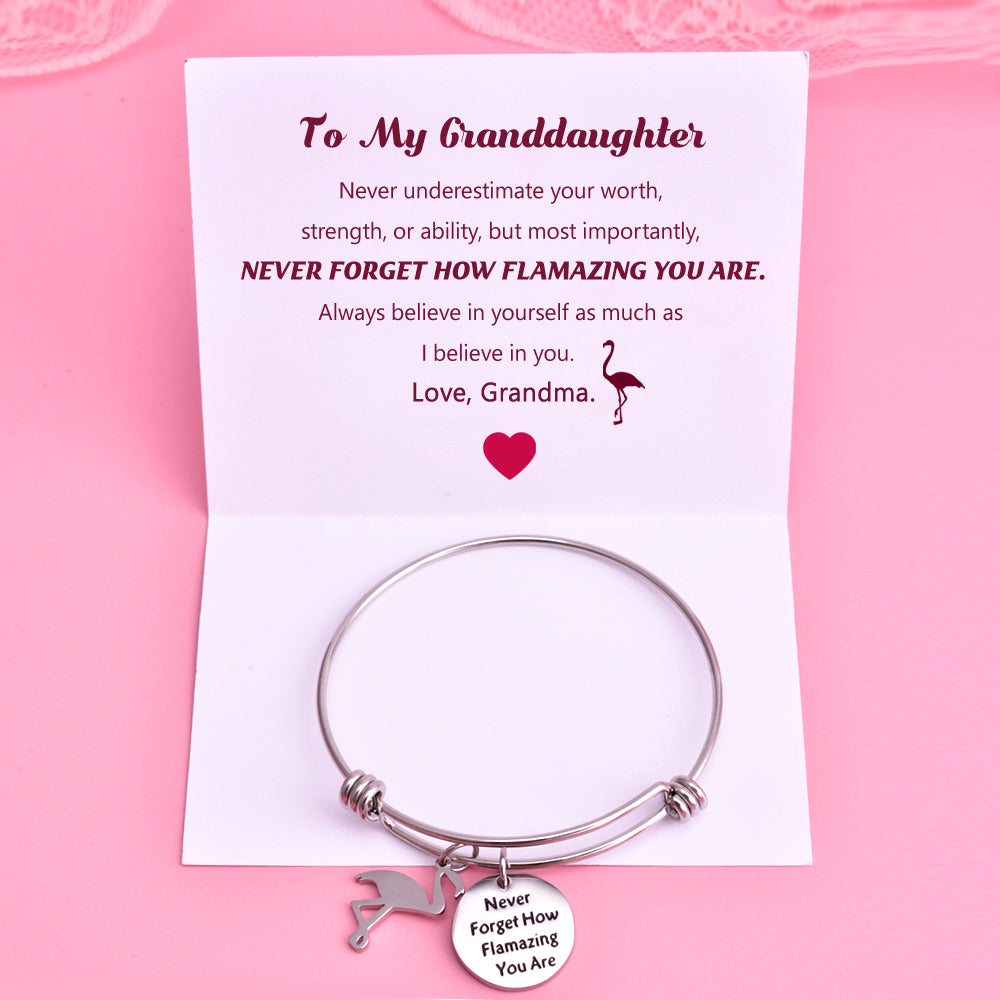 To My Granddaughter "You are FLAMAZING" Pendant Bracelet