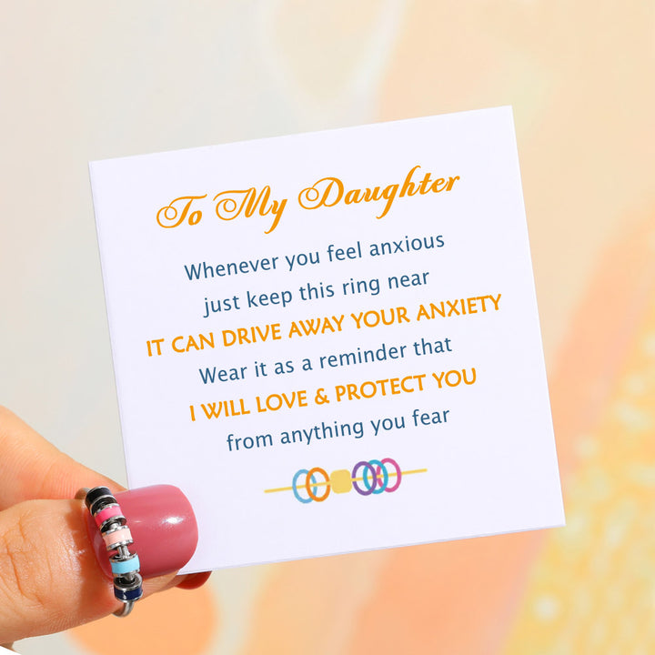 S925 sterling silver fidget ring with colorful beads for anxiety relief, perfect gift for daughter. Comes with an inspiring message card, gift box, and bag.