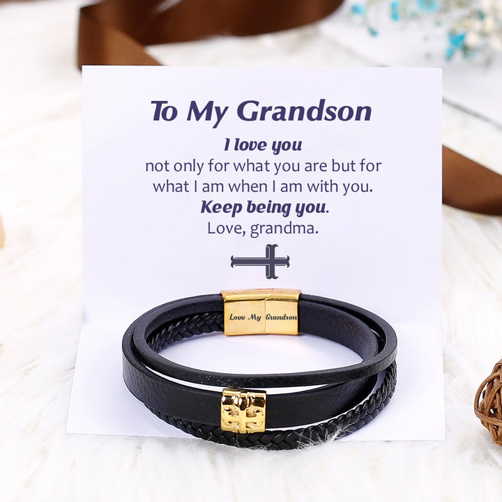 To My Grandson "Love my grandson." Love Bracelet