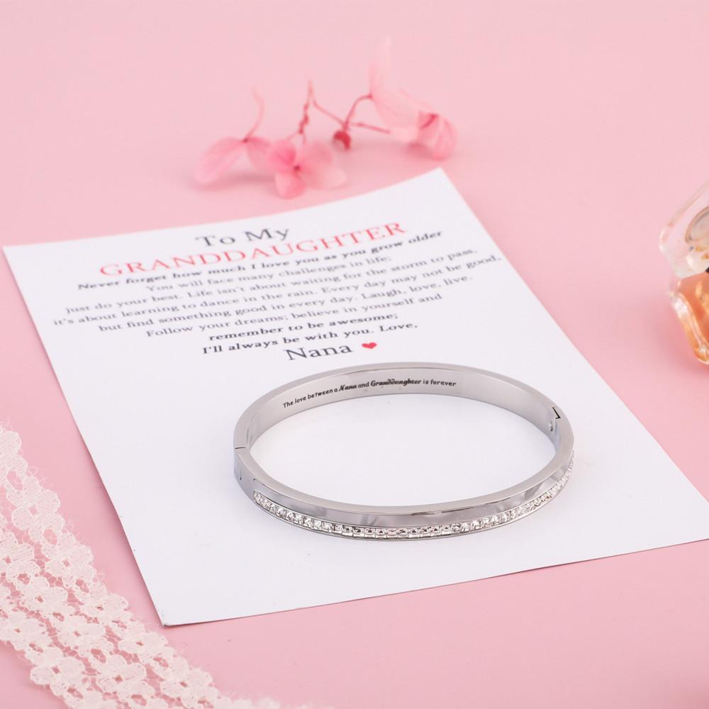 [Optional Address] To My GRANDDAUGHTER "The love between a [Nana] and Granddaughter is forever" Diamond And Fritillary Bracelet [💞 Bracelet +💌 Gift Card + 🎁 Gift Box + 💐 Gift Bouquet] - SARAH'S WHISPER