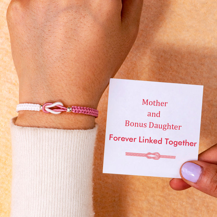 To My Bonus Daugther "Forever Linked Together" Handmade Braided Bracelet