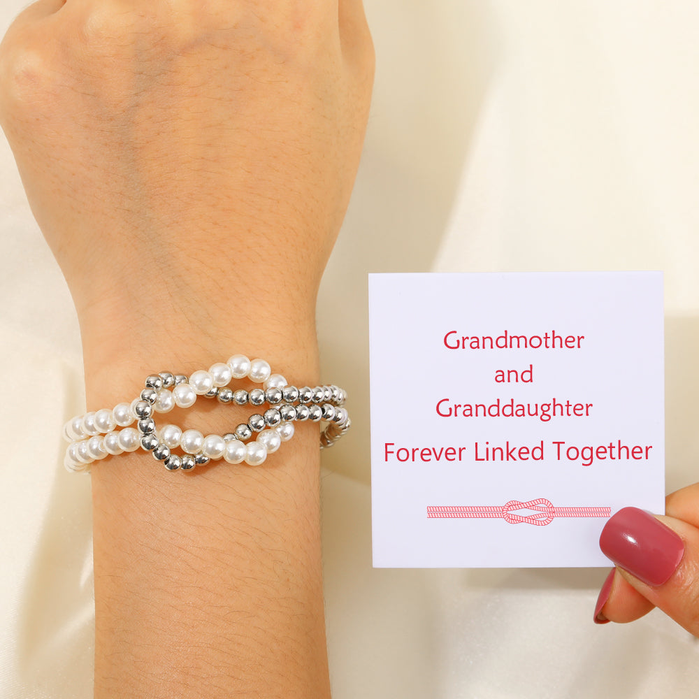 To My Granddaughter "Forever Linked Together" Pearl Braclet