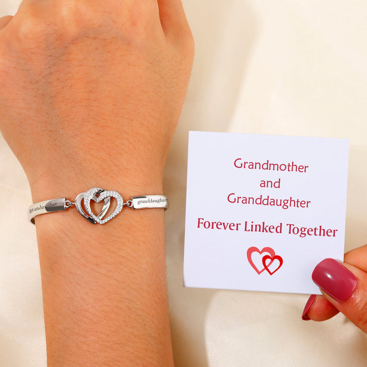 To My Granddaughter "Forever Linked Together" Double Heart Bracelet