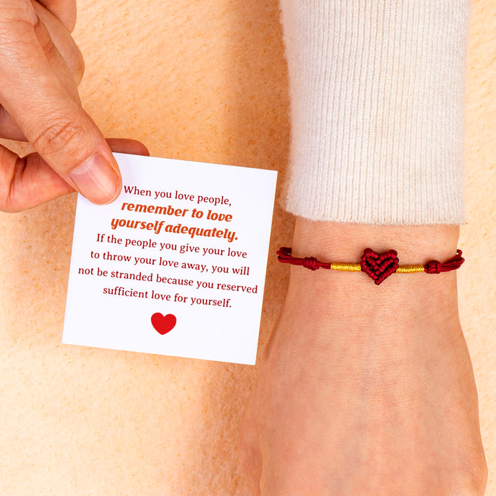 Dainty heart bracelet with an inspirational message card in a gift box.