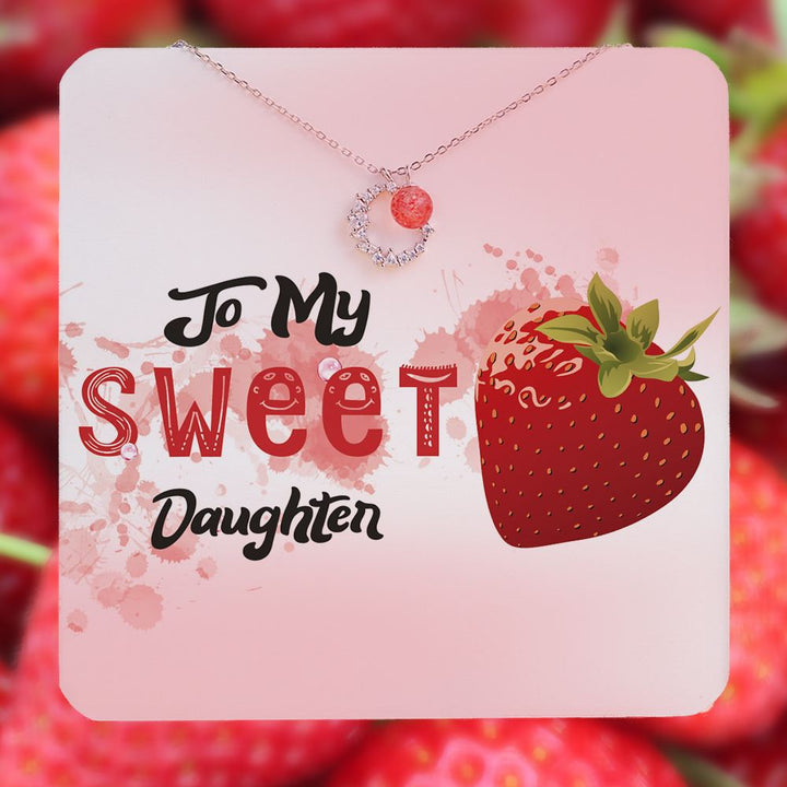 To My Sweet Daughter "You are berry special" Strawberry Crystal S925 Silver Necklace [💞 Necklace +💌 Gift Card + 🎁 Gift Bag + 💐 Gift Bouquet] - SARAH'S WHISPER