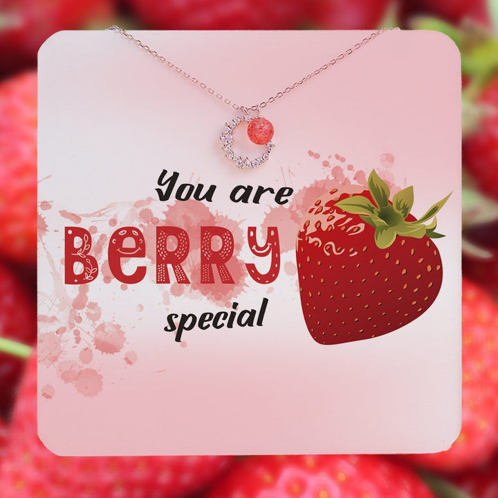 "You are berry special" Strawberry Crystal S925 Silver Necklace [💞 Necklace +💌 Gift Card + 🎁 Gift Bag + 💐 Gift Bouquet] - SARAH'S WHISPER