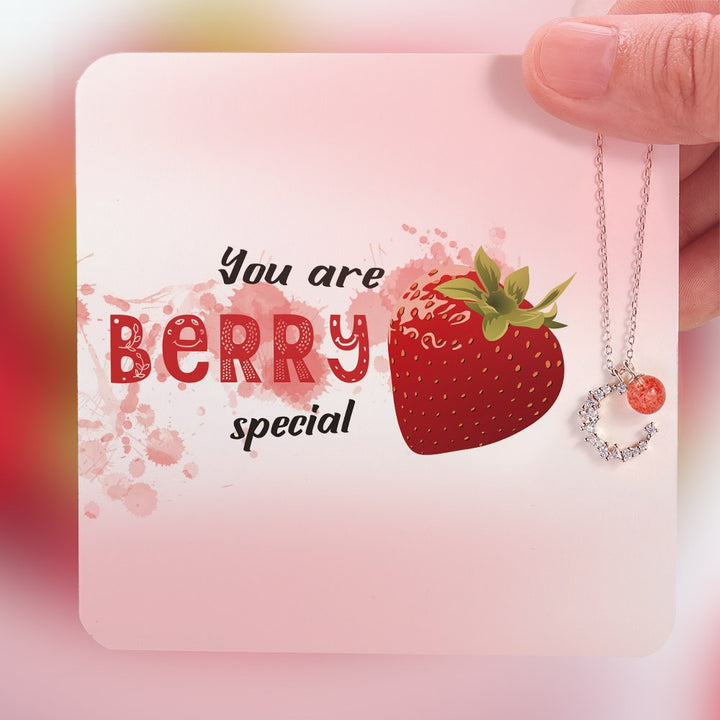 "You are berry special" Strawberry Crystal S925 Silver Necklace [💞 Necklace +💌 Gift Card + 🎁 Gift Bag + 💐 Gift Bouquet] - SARAH'S WHISPER