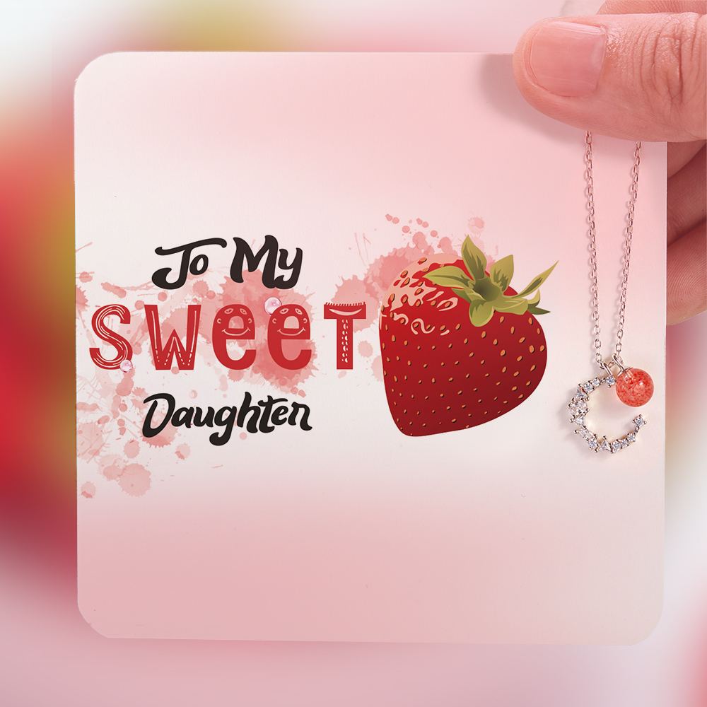 To My Sweet Daughter "You are berry special" Strawberry Crystal S925 Silver Necklace [💞 Necklace +💌 Gift Card + 🎁 Gift Bag + 💐 Gift Bouquet] - SARAH'S WHISPER