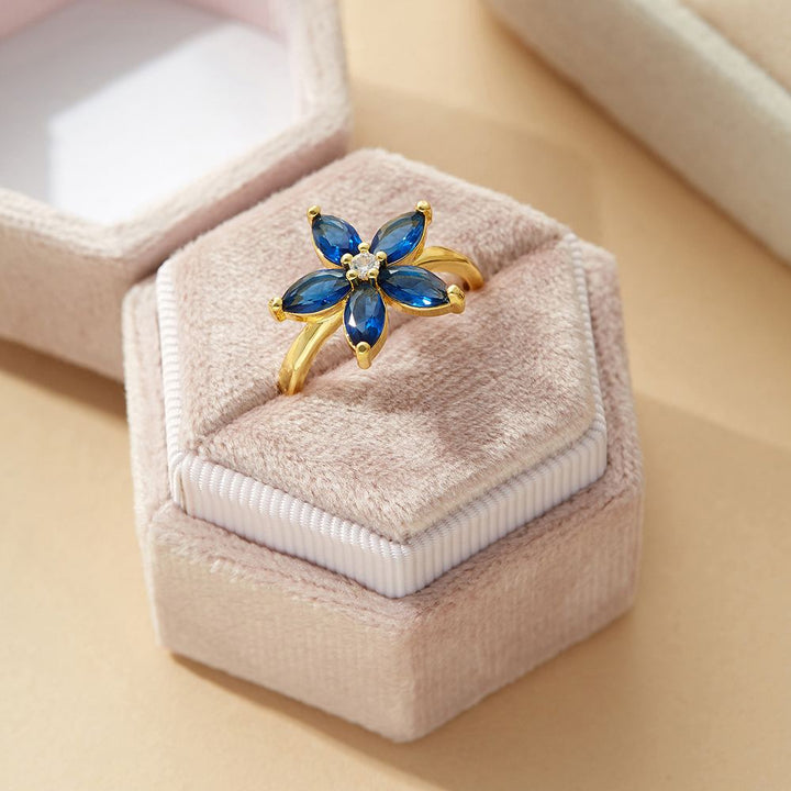 "Never forget how much I love you" Forget-Me-Not Flower Ring [💞 Ring +💌 Gift Card + 🎁 Gift Bag + 💐 Gift Bouquet] - SARAH'S WHISPER