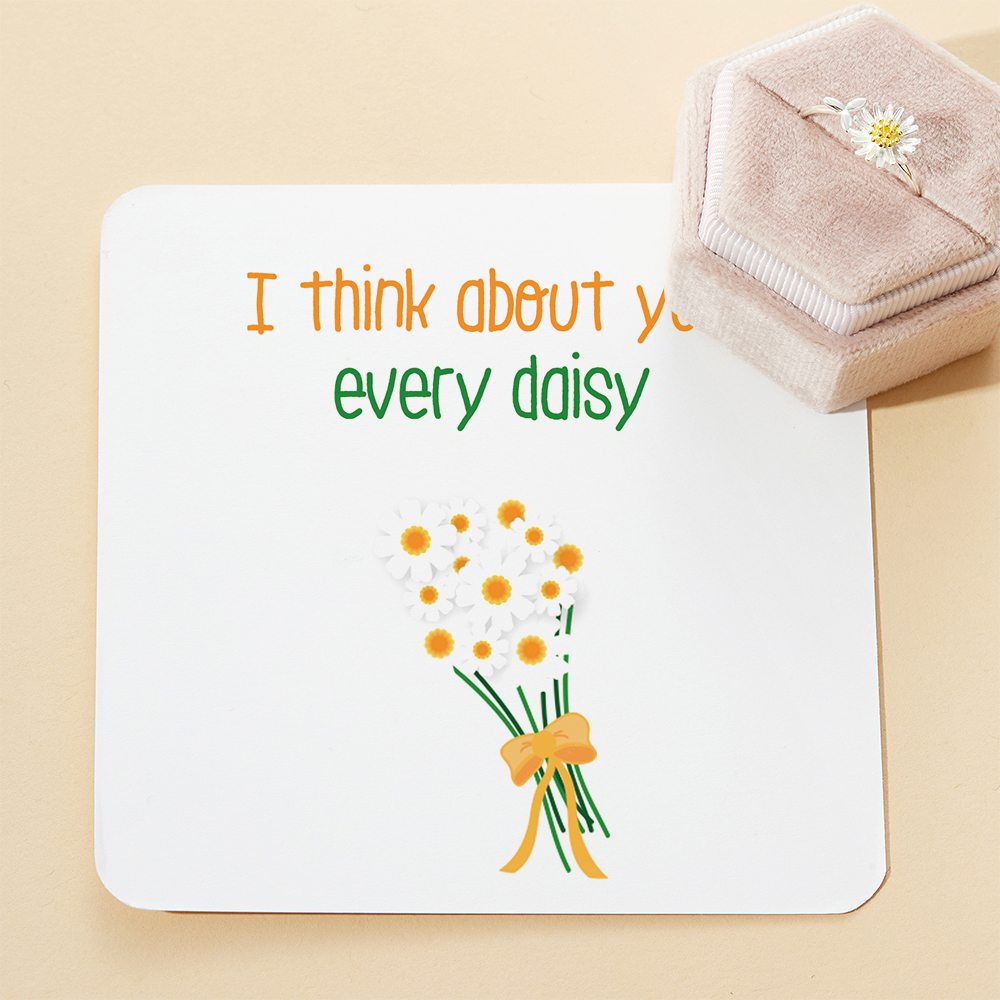 "I think about you every daisy" Sunflower Ring [💞 Ring +💌 Gift Card + 🎁 Gift Bag + 💐 Gift Bouquet] - SARAH'S WHISPER