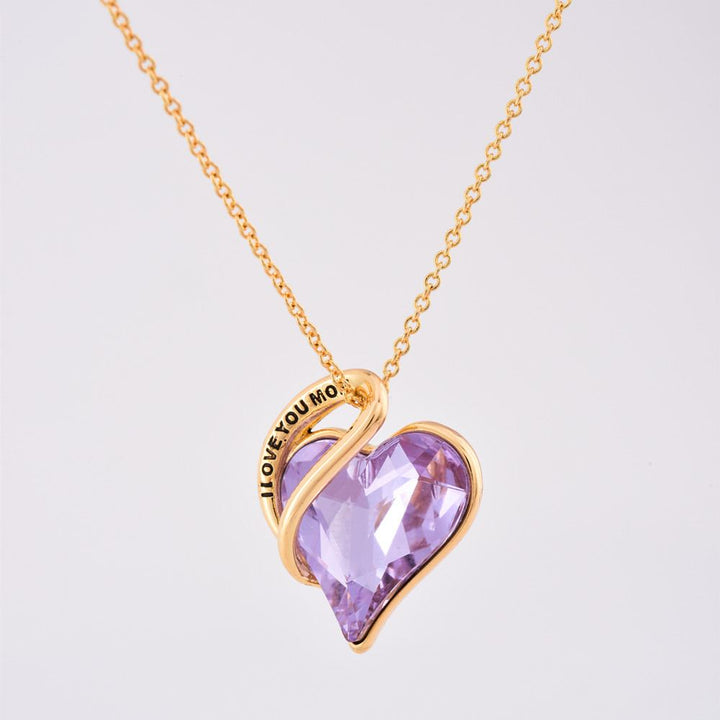 To My Mom " I Love You Mom" Purple Heart Necklace - SARAH'S WHISPER