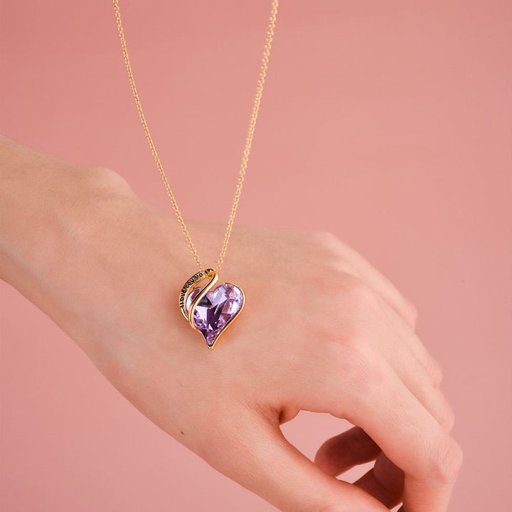 To My Mom " I Love You Mom" Purple Heart Necklace - SARAH'S WHISPER