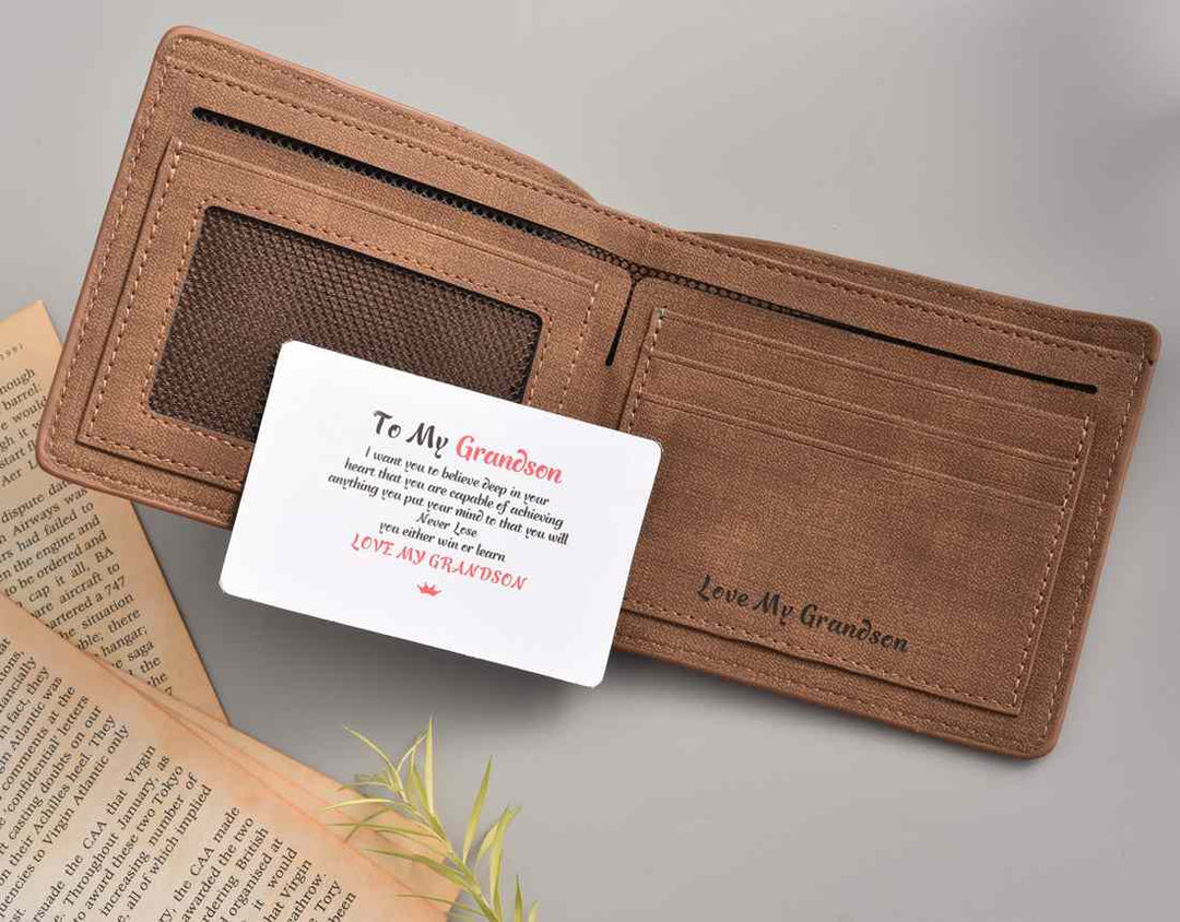 To My Grandson "Love My Grandson" Leather Wallet - SARAH'S WHISPER