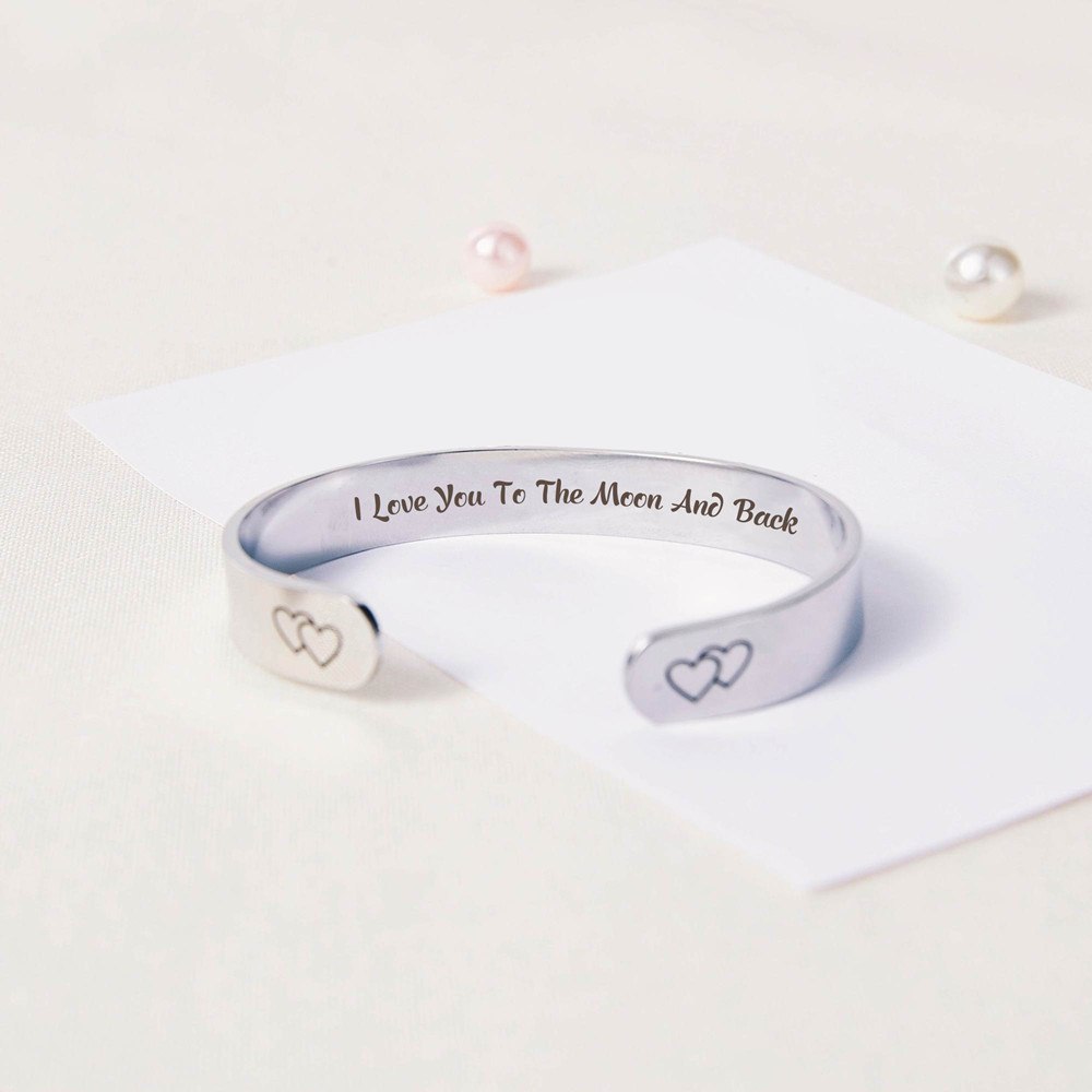 To My Daughter "I Love You to The Moon and Back" Double Heart Bracelet - SARAH'S WHISPER