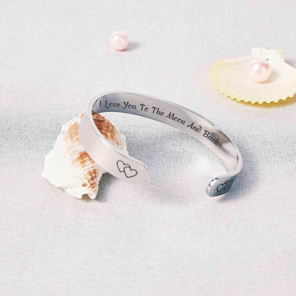 To My Daughter "I Love You to The Moon and Back" Double Heart Bracelet - SARAH'S WHISPER