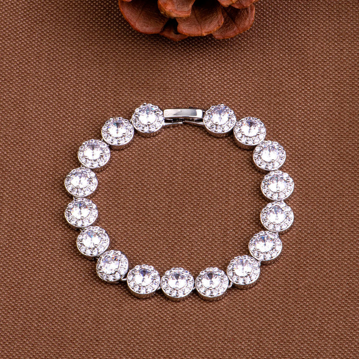 Titanium steel bracelet with sparkling zircon stones, "Keep on shining" design, perfect gift for granddaughters