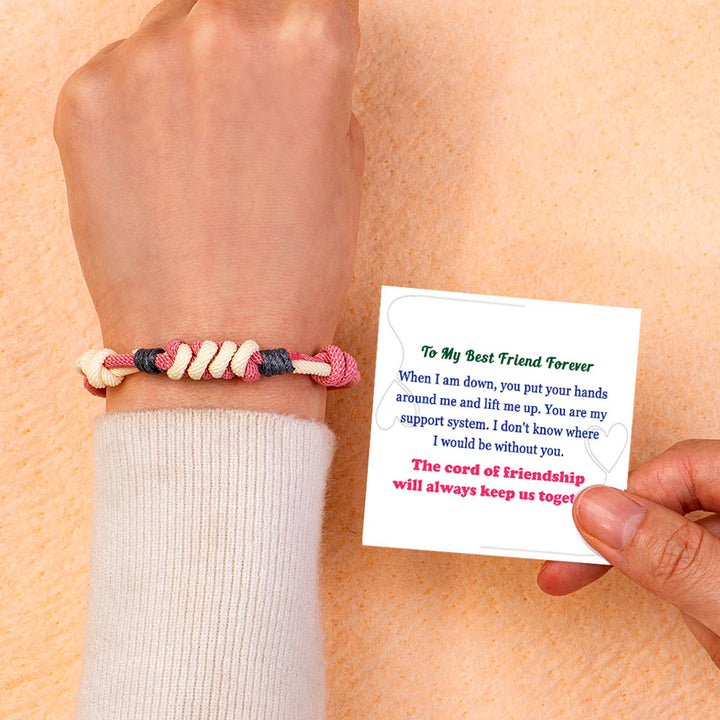 Friendship Cord Bracelet - Cotton rope braid design with heartfelt message