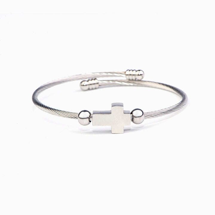 Cross Bracelet - Titanium steel, featuring a cross design, ideal for inspiring your granddaughter with faith and guidance.