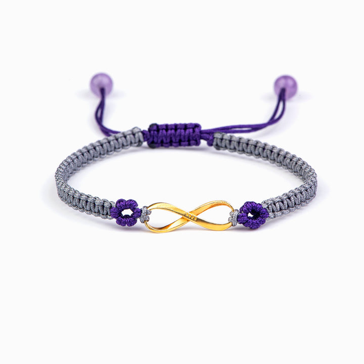 Handmade Infinite Bracelet with cotton thread and S925 sterling silver, symbolizing an inseparable bond between mother and daughter.