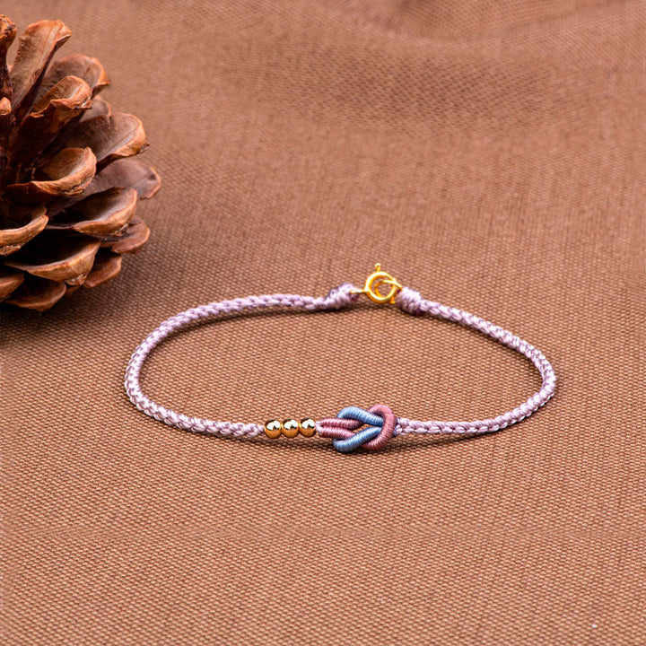 Handmade Knitted Knot Bracelet - Cotton rope braid design symbolizing eternal bond between mother and daughter