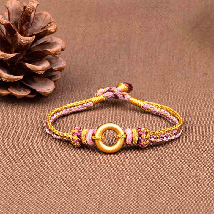 "Unbreakable bond" Handmade Knitted Bracelet featuring a firm ring, symbolizing the bond between grandmother and granddaughter. Made from cotton rope with braided processing techniques.