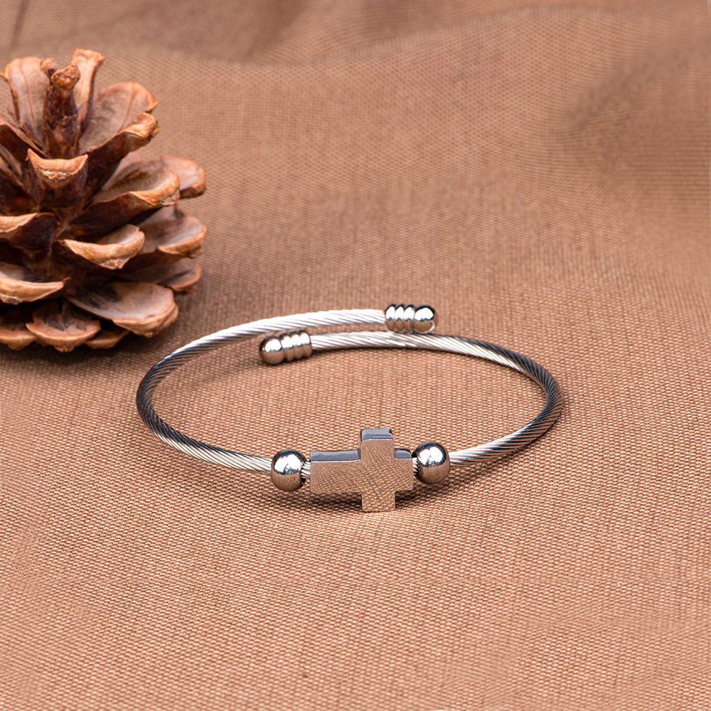 Cross Bracelet - Titanium steel, featuring a cross design, ideal for inspiring your granddaughter with faith and guidance.