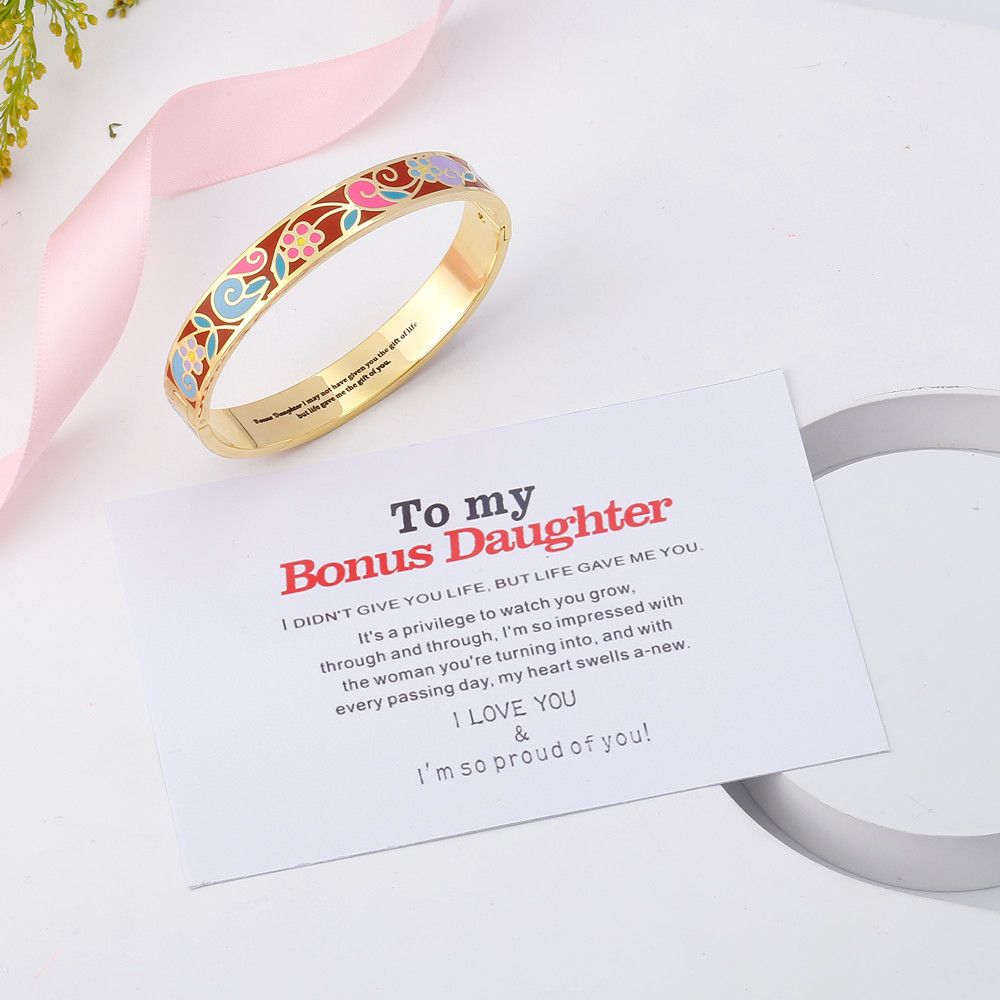 To My Bonus Daughter "BONUS DAUGHTER, I MAY NOT HAVE GIVEN YOU THE GIFT OF LIFE. BUT LIFE GAVE ME THE GIFT OF YOU" Enamel Craft Bracelet - SARAH'S WHISPER