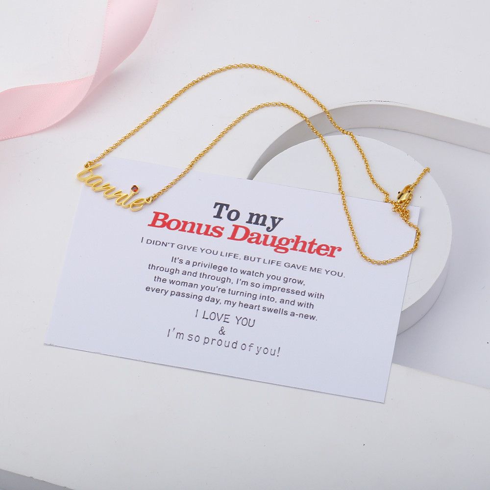 [CUSTOM NAME AND BORTHSTONE] To My Bonus Daughter "BONUS DAUGHTER, I MAY NOT HAVE GIVEN YOU THE GIFT OF LIFE. BUT LIFE GAVE ME THE GIFT OF YOU" Necklace - SARAH'S WHISPER