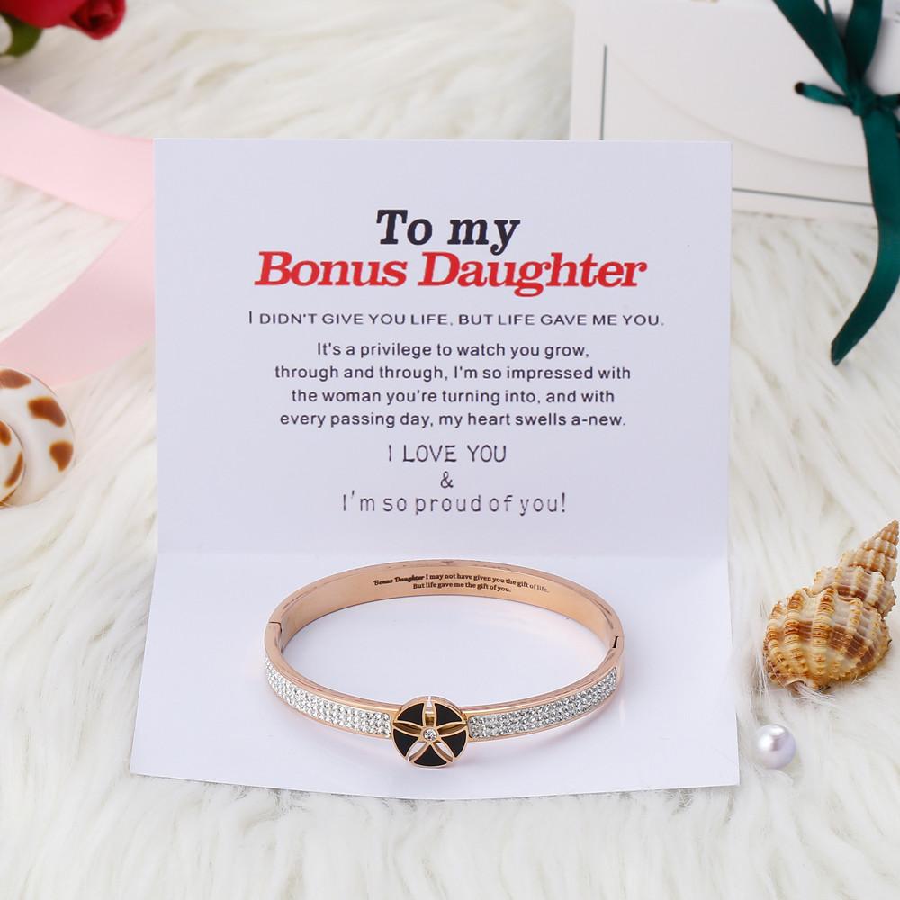 To My Bonus Daughter "BONUS DAUGHTER, I MAY NOT HAVE GIVEN YOU THE GIFT OF LIFE. BUT LIFE GAVE ME THE GIFT OF YOU" Flower Bracelet - SARAH'S WHISPER