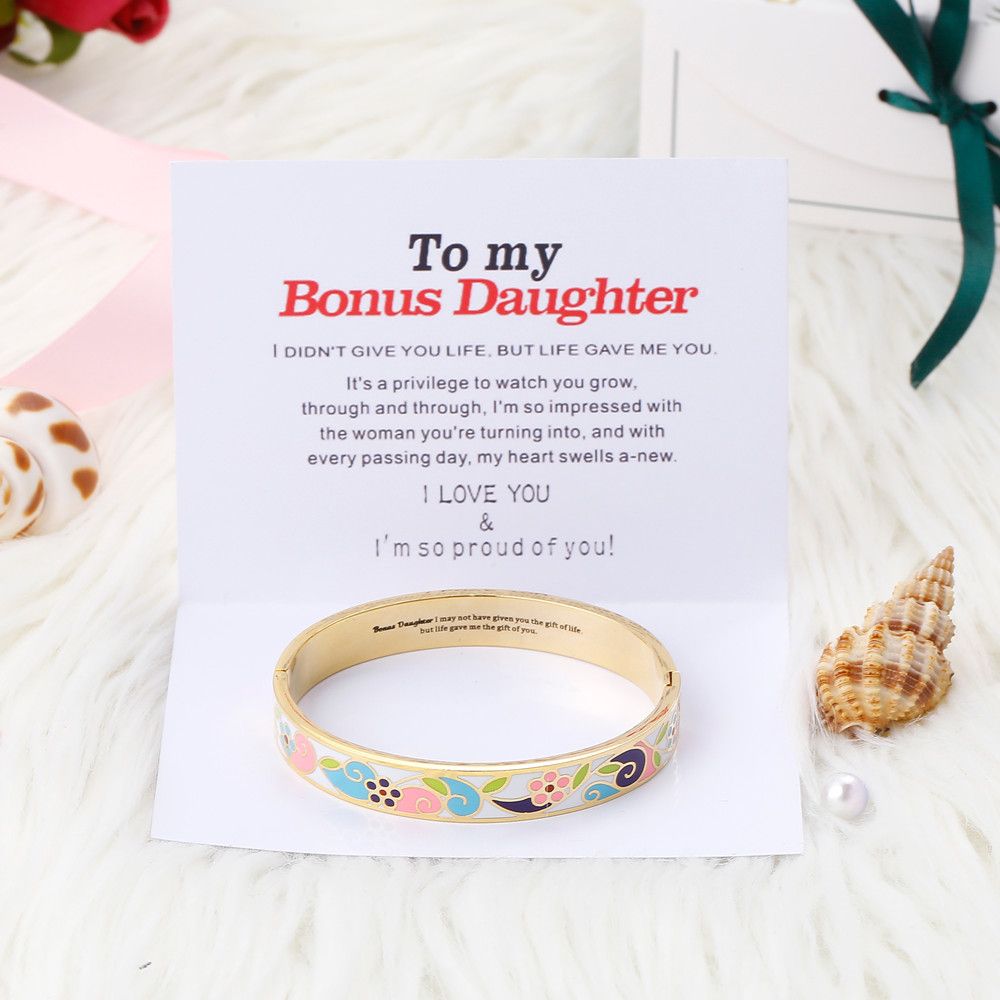 To My Bonus Daughter "BONUS DAUGHTER, I MAY NOT HAVE GIVEN YOU THE GIFT OF LIFE. BUT LIFE GAVE ME THE GIFT OF YOU" Enamel Craft Bracelet - SARAH'S WHISPER