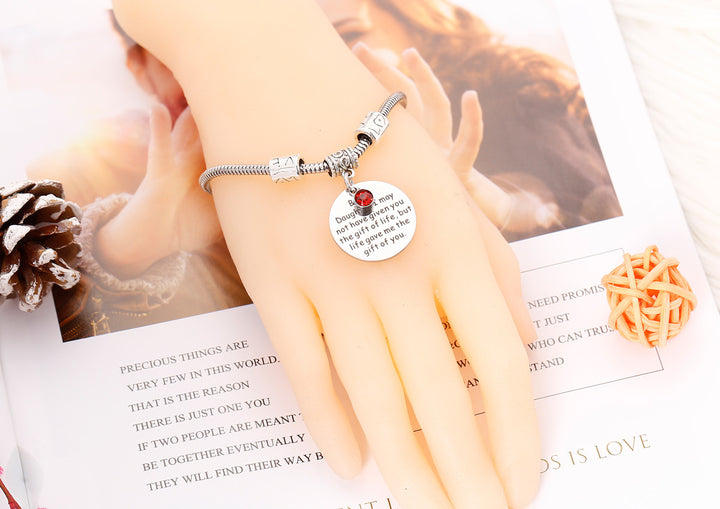 [CUSTOM NAME AND OPTION BIRTHSTONE] To my Bonus Daughter “BONUS DAUGHTER, I MAY NOT HAVE GIVEN YOU THE GIFT OF LIFE. BUT LIFE GAVE ME THE GIFT OF YOU” Bracelet - SARAH'S WHISPER