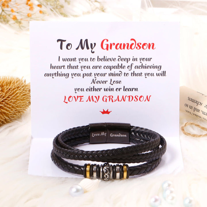 To My Grandson "Love My Grandson" Woven Bracelet