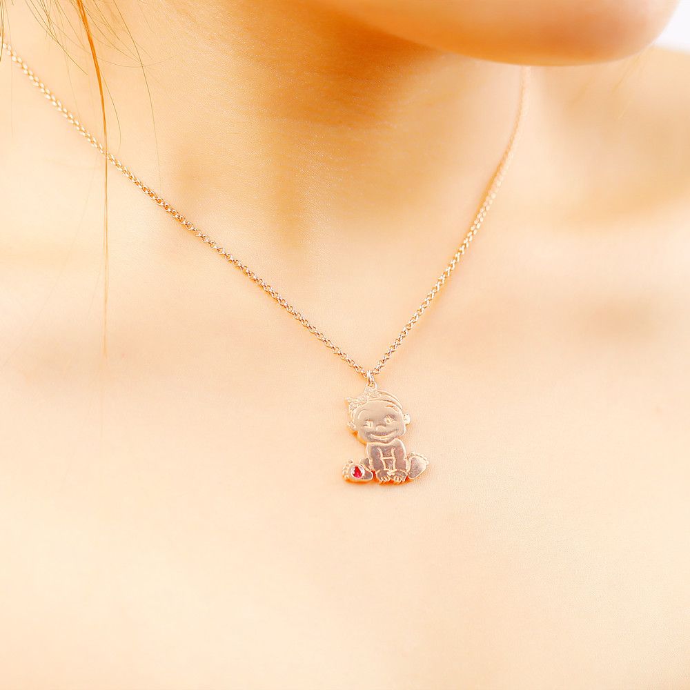 [CUSTOM NAME AND BIRTHSTONE] TO MY DAUGHTER "I MAY NOT SAY IT ENOUGH, BUT YOU ARE EVERYTHING TO ME" BABY NECKLACE - SARAH'S WHISPER