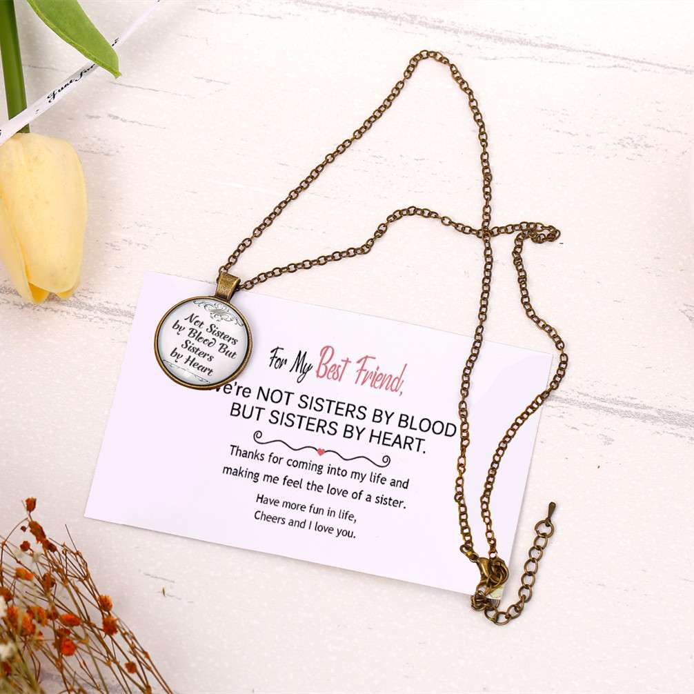 For My Best Friend "Not Sisters by Blood But Sisters by Heart" Necklace - SARAH'S WHISPER