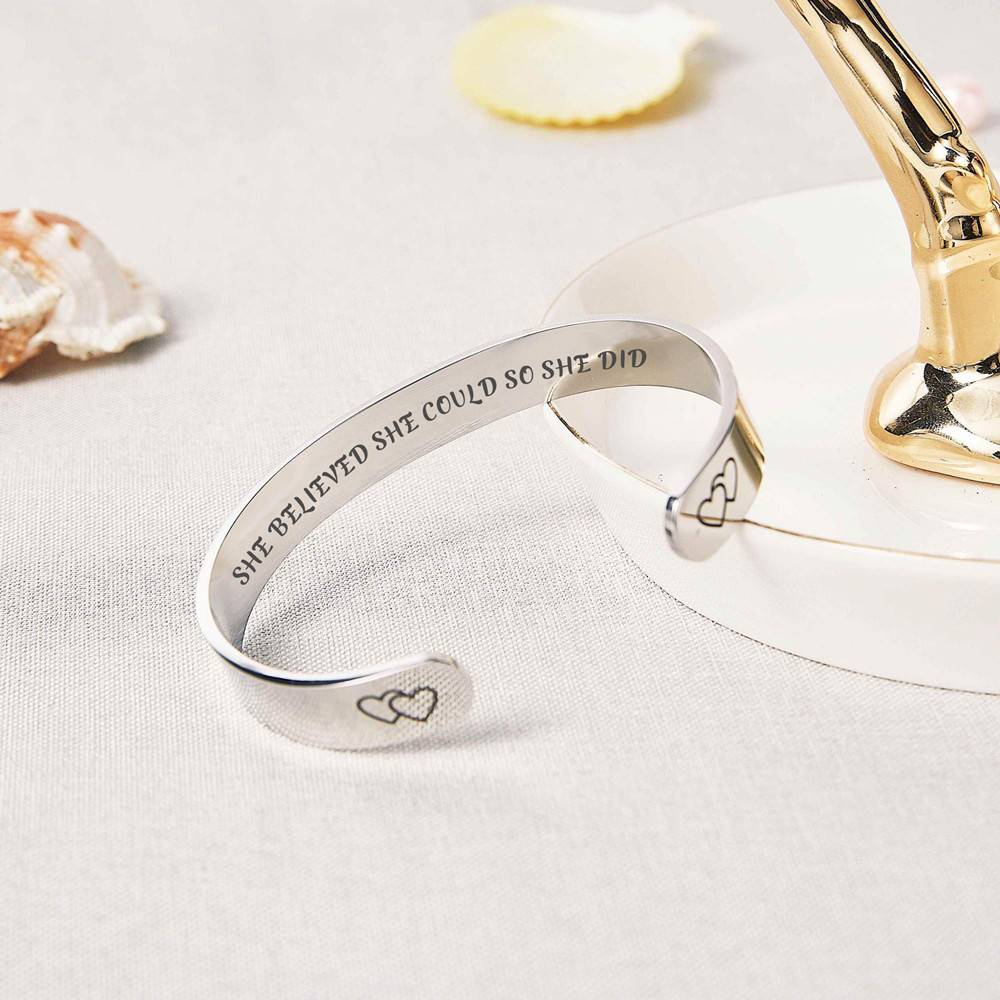 To My Daughter "SHE BELIEVED SHE COULD SO SHE DID" Double Heart Bracelet - SARAH'S WHISPER