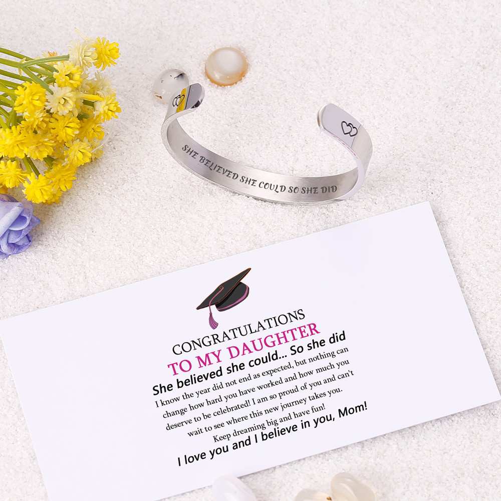 To My Daughter "SHE BELIEVED SHE COULD SO SHE DID" Double Heart Bracelet - SARAH'S WHISPER