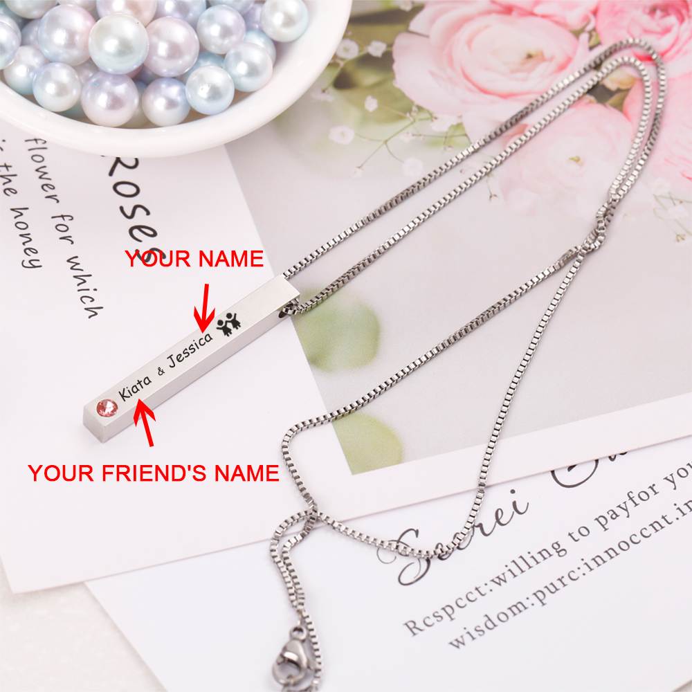 [Custom Name And Optional Birthstone] For My Best Friend "Not Sisters by Blood But Sisters by Heart" Lucky Beads Necklace [💞 Necklace +💌 Gift Card + 🎁 Gift Box + 💐 Gift Bouquet] - SARAH'S WHISPER