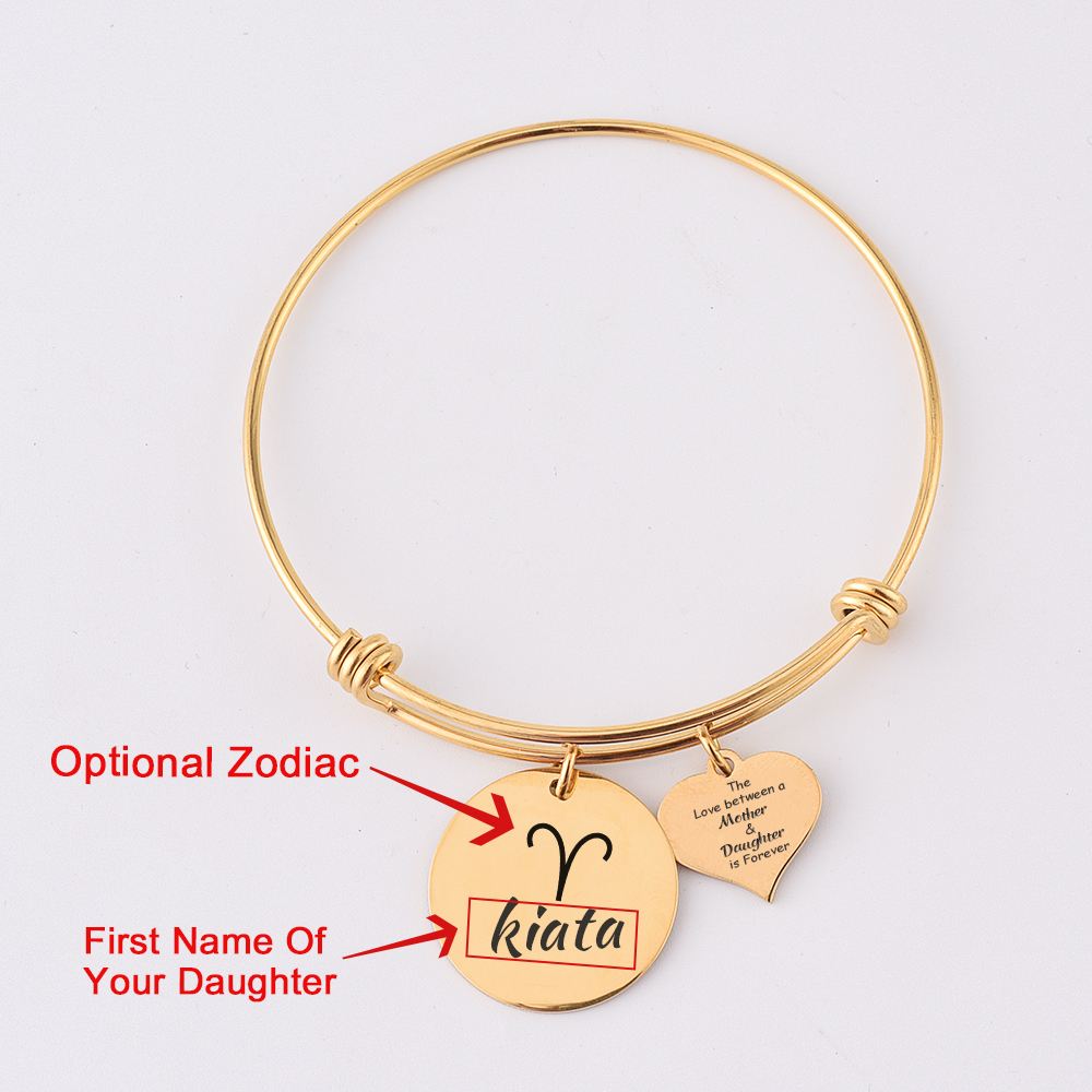 [Optional Zodiac And Custom Name] To My Daughter "The Love between a Mother and Daughter is Forever" Zodiac Bracelet [💞 Bracelet +💌 Gift Card + 🎁 Gift Bag + 💐 Gift Bouquet] - SARAH'S WHISPER