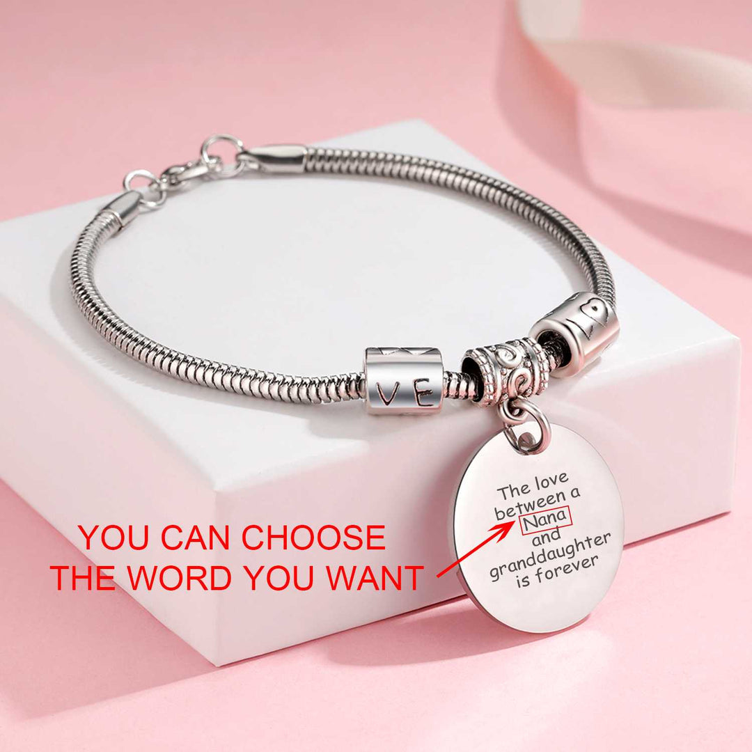 [Custom Name And Optional Address] To My GRANDDAUGHTER "The love between a [Nana] and granddaughter is forever" Bracelet [💞 Bracelet +💌 Gift Card + 🎁 Gift Box + 💐 Gift Bouquet] - SARAH'S WHISPER