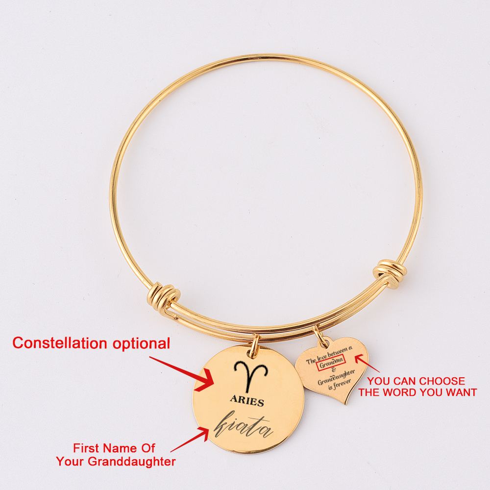 [Custom Name, Optional Address And Optional Zodiac] To My GRANDDAUGHTER "The love between a [grandma] and granddaughter is forever" Zodiac Bracelet [💞 Bracelet +💌 Gift Card + 🎁 Gift Box + 💐 Gift Bouquet] - SARAH'S WHISPER